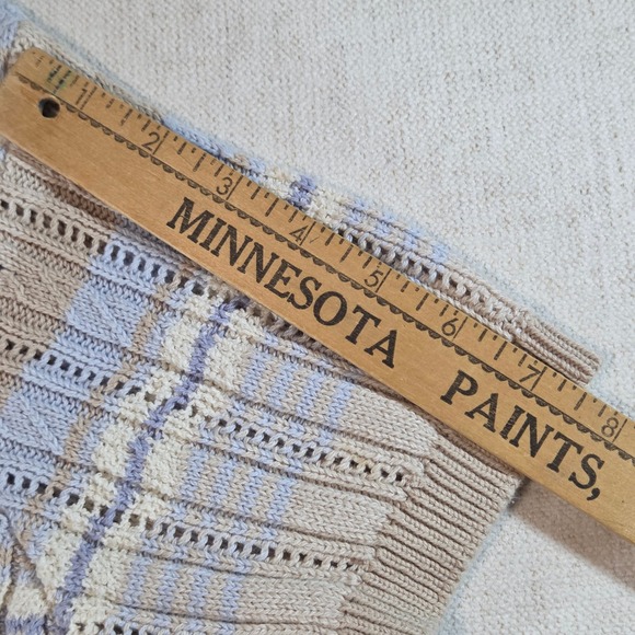 Vintage 90s Liz Claiborne Striped Knit Sweater Petite M Preppy Coastal Pastel - Picture 7 of 9